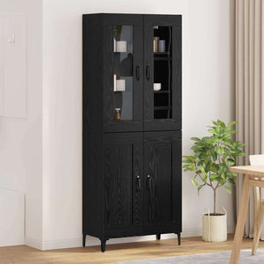 Bufet Stejar Negru 69,5 x 34 x 180 cm Lemn prelucrat