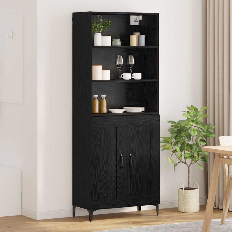 Bufet 2 buc. Stejar negru 69,5 x 34 x 180 cm Lemn prelucrat