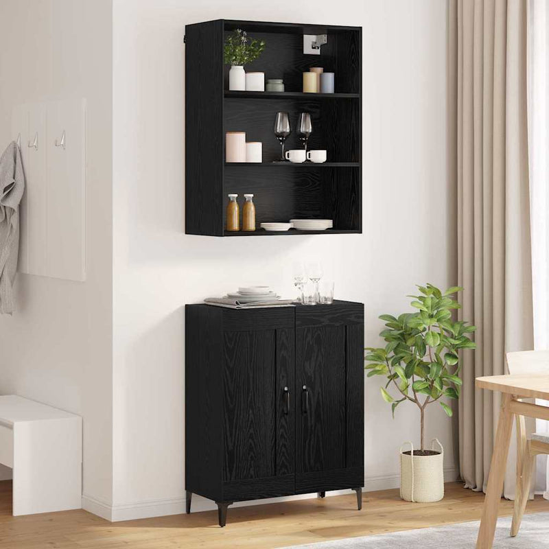 Bufet 2 buc. Stejar negru 69,5 x 34 x 180 cm Lemn prelucrat