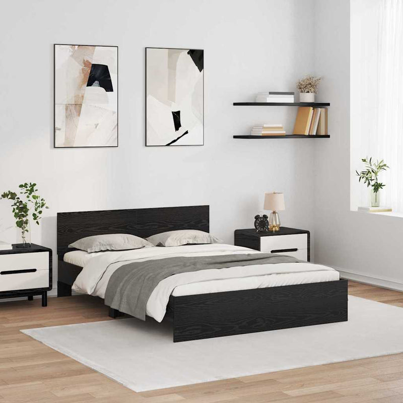 Cadru de pat Stejar Negru 140 x 200 cm Lemn prelucrat