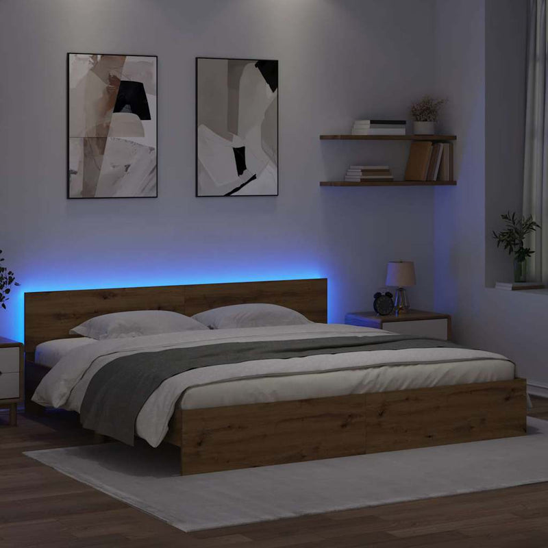 Cadru de pat Stejar Artizanal 200 x 200 cm Lemn prelucrat
