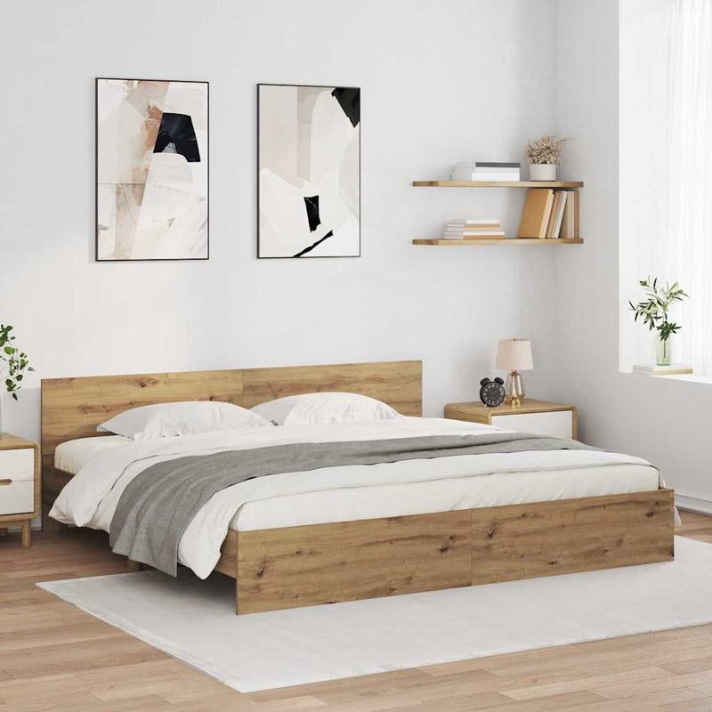Cadru de pat Stejar Artizanal 200 x 200 cm Lemn prelucrat