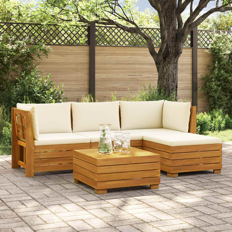 5 buc. Set de canapele de exterior Lemn Solid de Acacia Maro