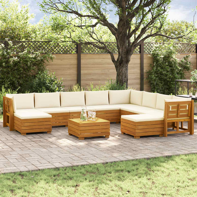 11 buc. Set de canapele de exterior Lemn Solid de Acacia Maro