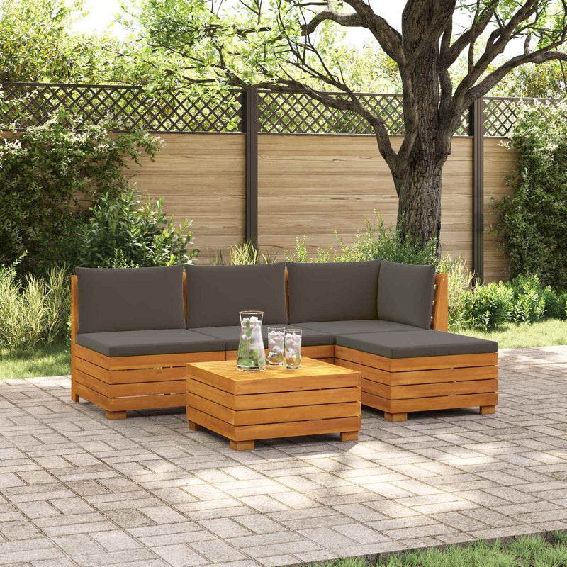5 buc. Set de canapele de exterior Lemn Solid de Acacia Maro