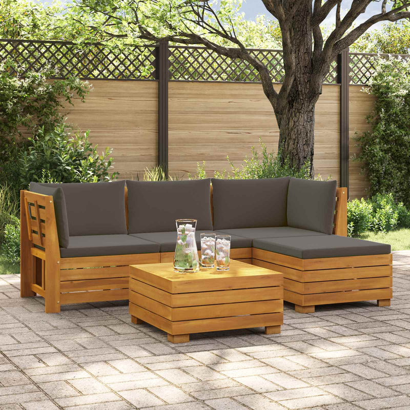 5 buc. Set de canapele de exterior Lemn Solid de Acacia Maro