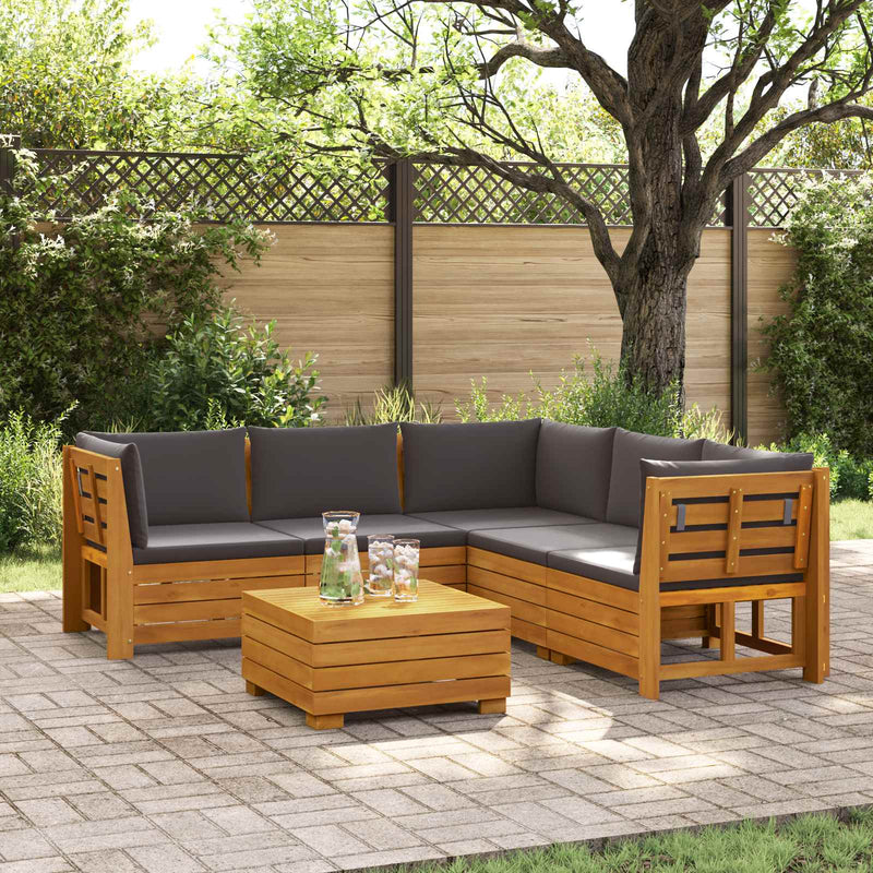 6 buc. Set de canapele de exterior Lemn Solid de Acacia Maro