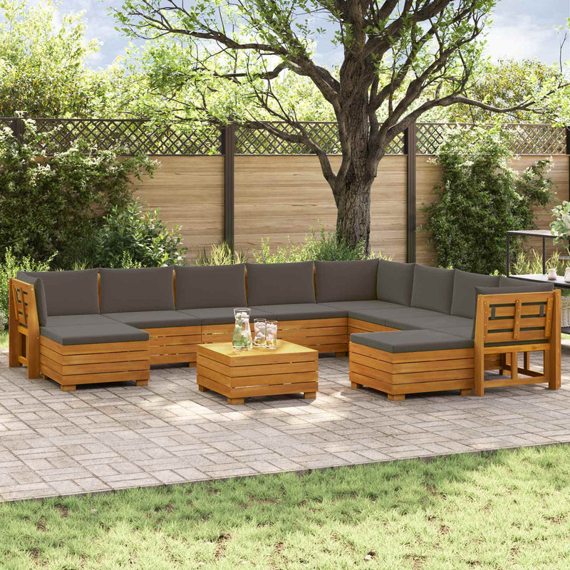 11 buc. Set de canapele de exterior Lemn Solid de Acacia Maro