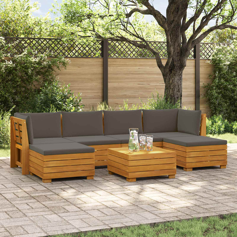7 buc. Set de canapele de exterior Lemn Solid de Acacia Maro
