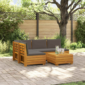 5 buc. Set de canapele de exterior Lemn Solid de Acacia Maro