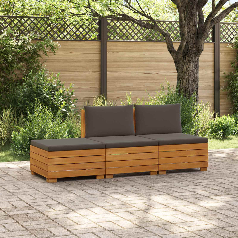 3 buc. Set de canapele de exterior Lemn Solid de Acacia Maro