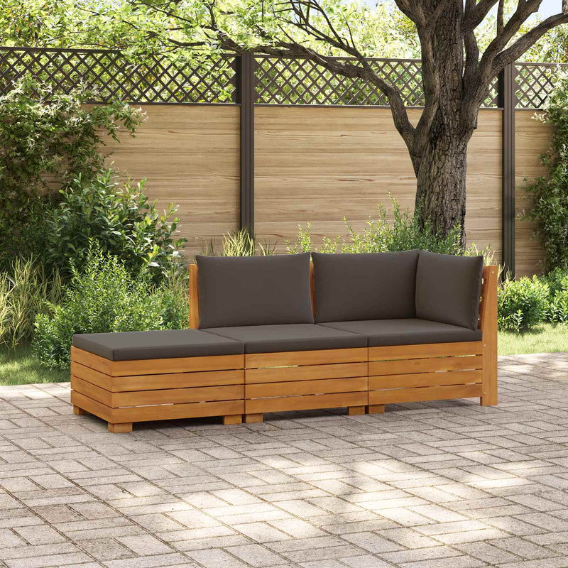 3 buc. Set de canapele de exterior Lemn Solid de Acacia Maro