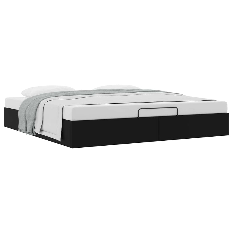 Cadru de pat otoman Negru King size Piele artificială