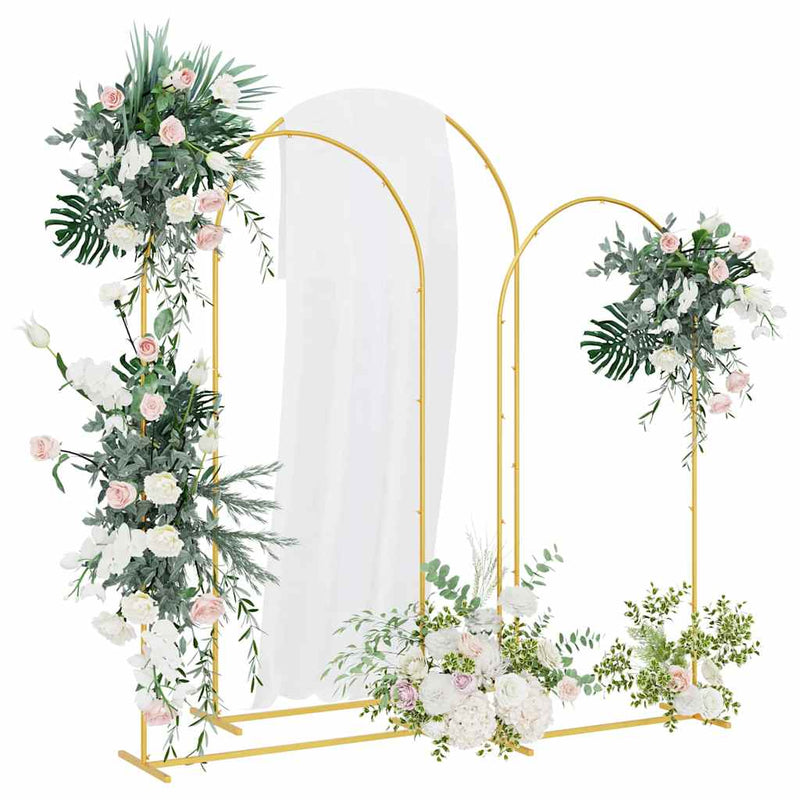 Arc de nuntă 3 buc. Auriu 120 x 40 x 217 cm Oțel