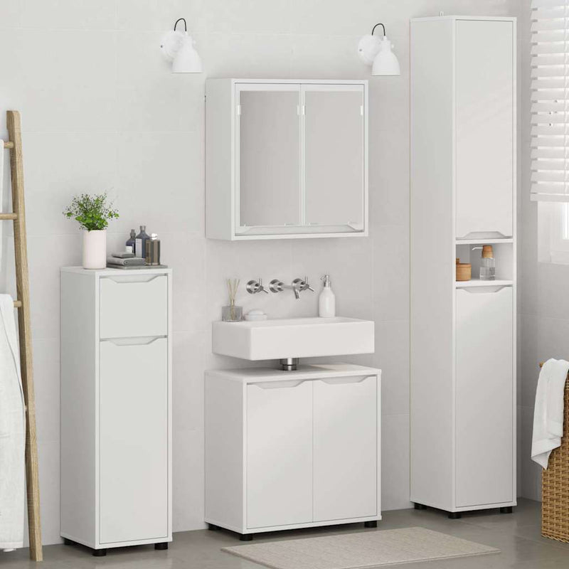 Set de mobilier pentru baie 4 buc. Alb 30,5 x 30 x 195 cm