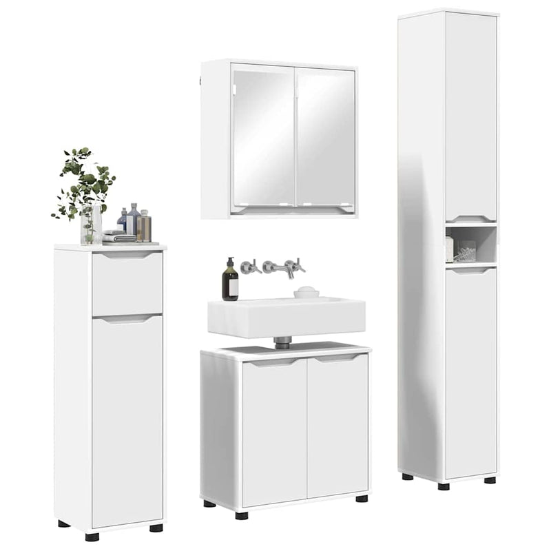 Set de mobilier pentru baie 4 buc. Alb 30,5 x 30 x 195 cm