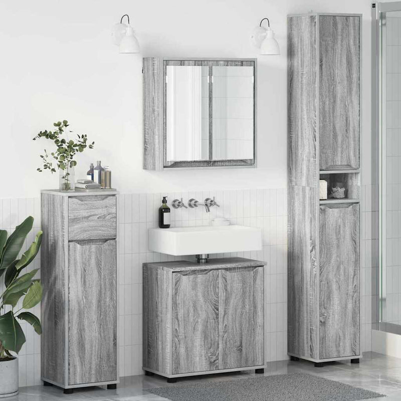 Set de mobilier pentru baie 4 buc. Gri Sonoma