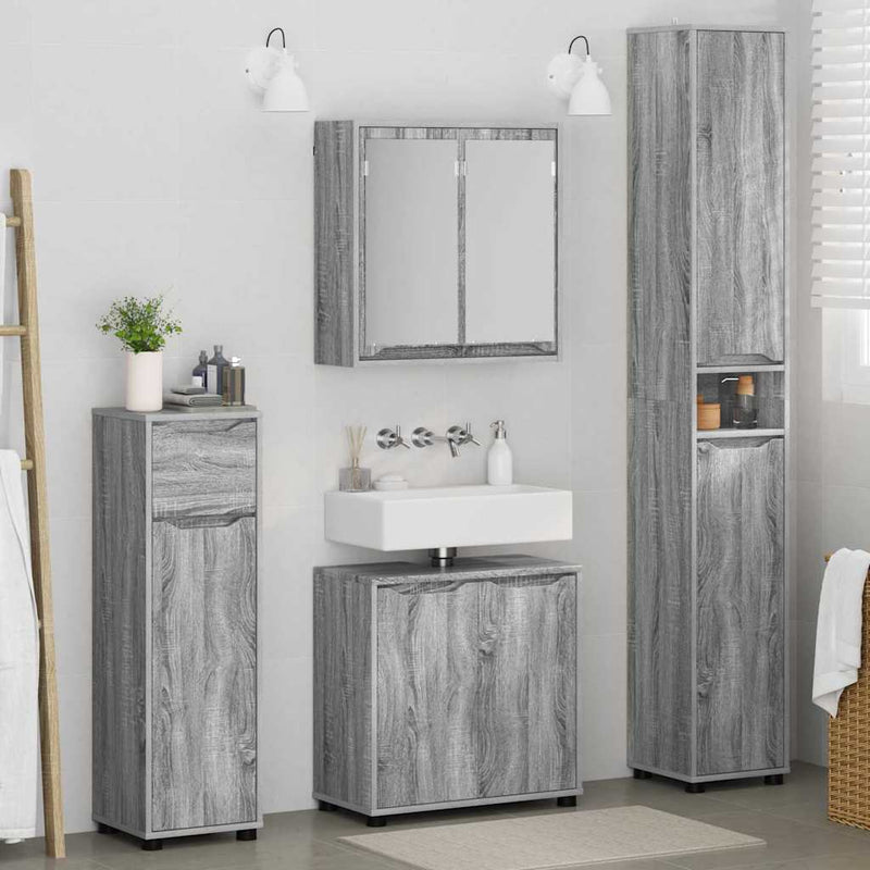 Set de mobilier pentru baie 4 buc. Gri Sonoma
