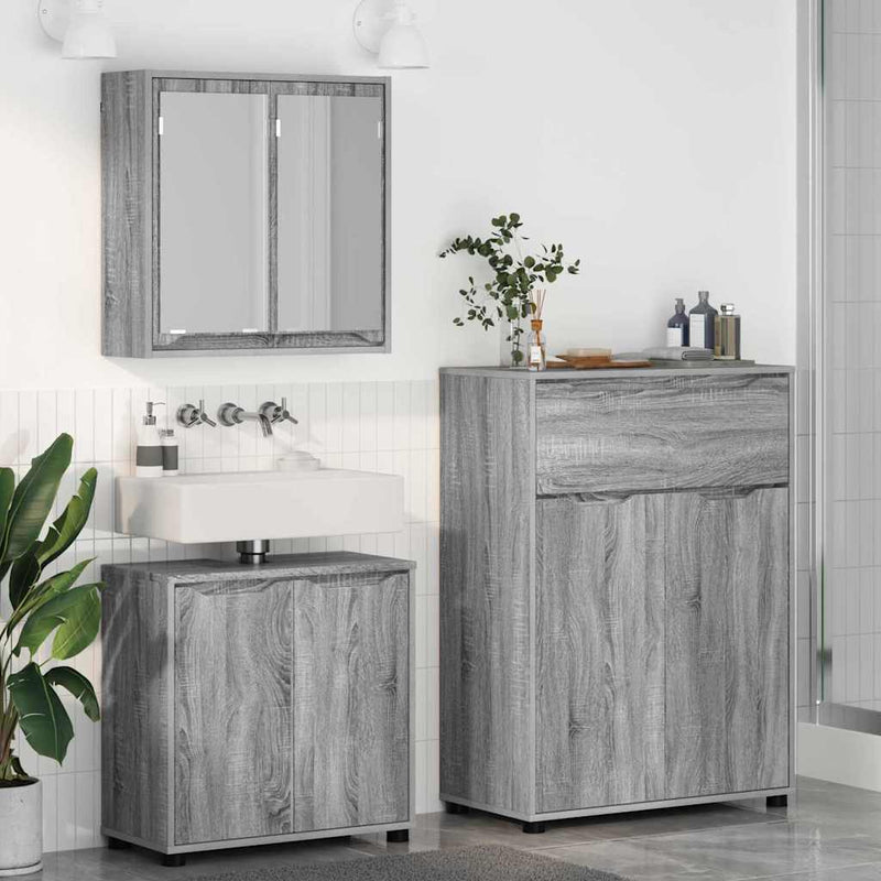 Set de mobilier pentru baie 3 buc. Gri Sonoma