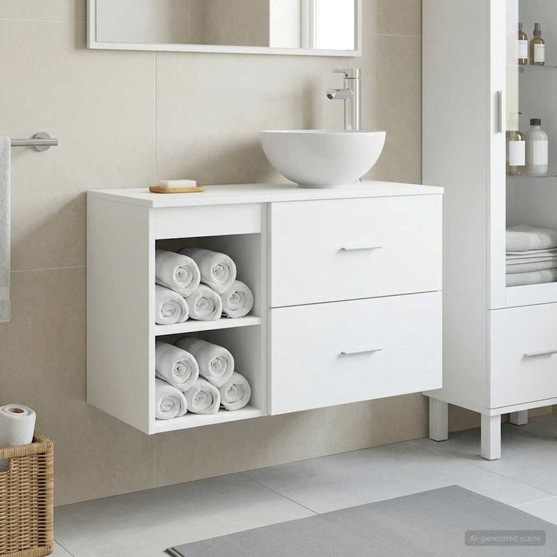 Set de mobilier pentru baie 2 buc. Alb Lemn prelucrat
