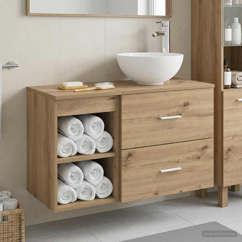 Set de mobilier pentru baie 2 buc. Stejar Artizanal