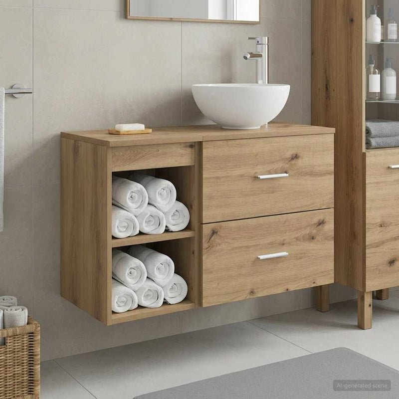 Set de mobilier pentru baie 2 buc. Stejar Artizanal