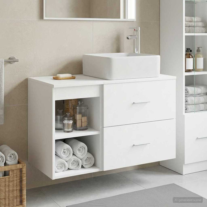 Set de mobilier pentru baie 2 buc. Alb Lemn prelucrat