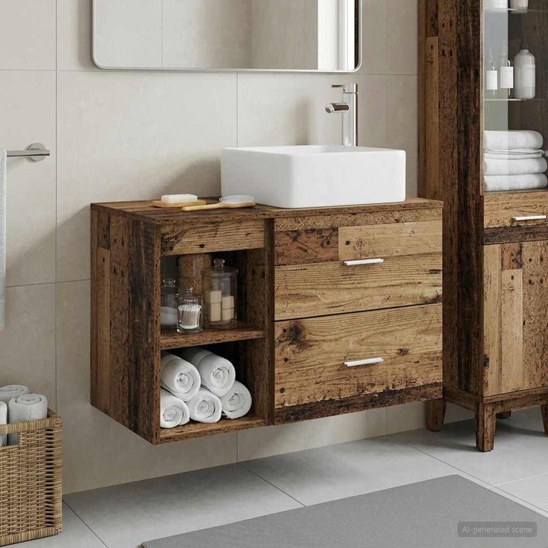 Set de mobilier pentru baie 2 buc. Lemn vechi Lemn prelucrat