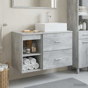Set de mobilier pentru baie 2 buc. Gri Beton Lemn prelucrat