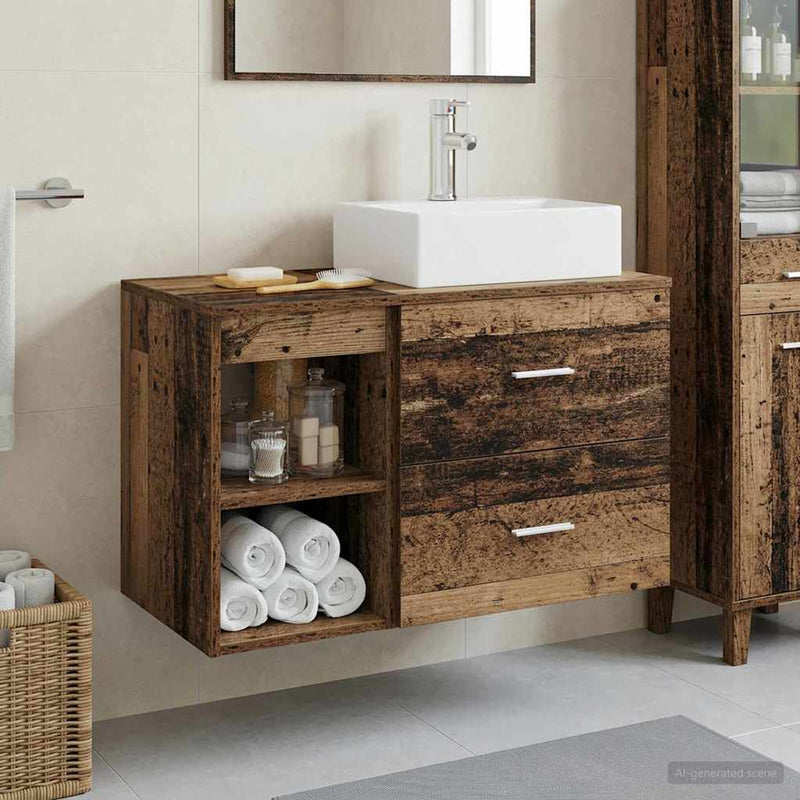 Set de mobilier pentru baie 2 buc. Lemn vechi Lemn prelucrat