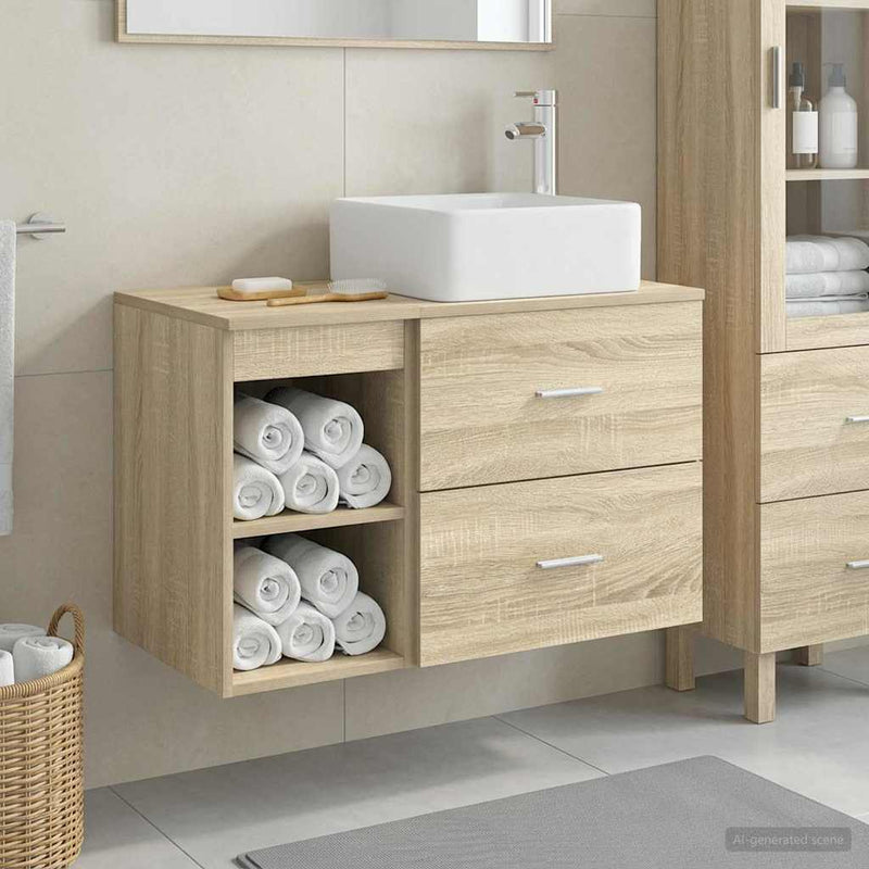 Set de mobilier pentru baie 2 buc. Stejar Sonoma Lemn prelucrat