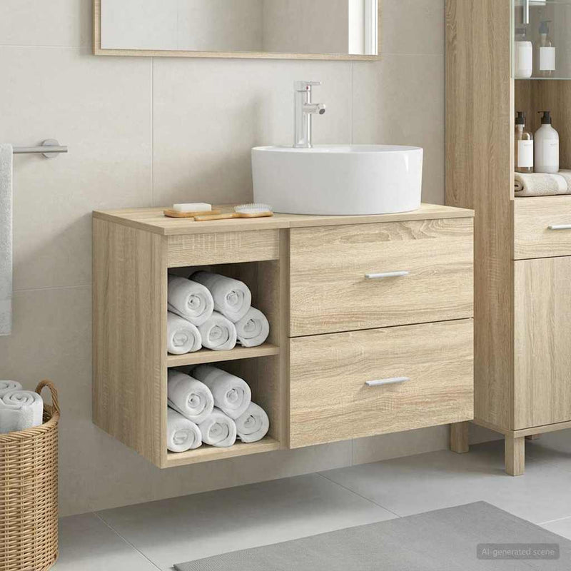 Set de mobilier pentru baie 2 buc. Stejar Sonoma Lemn prelucrat