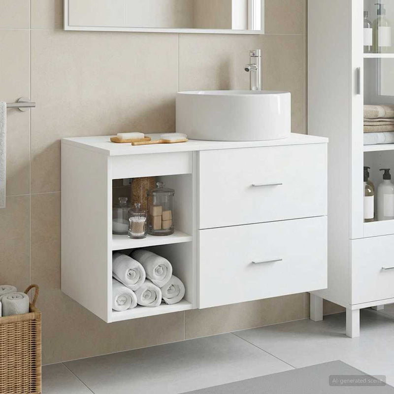 Set de mobilier pentru baie 2 buc. Alb Lemn prelucrat