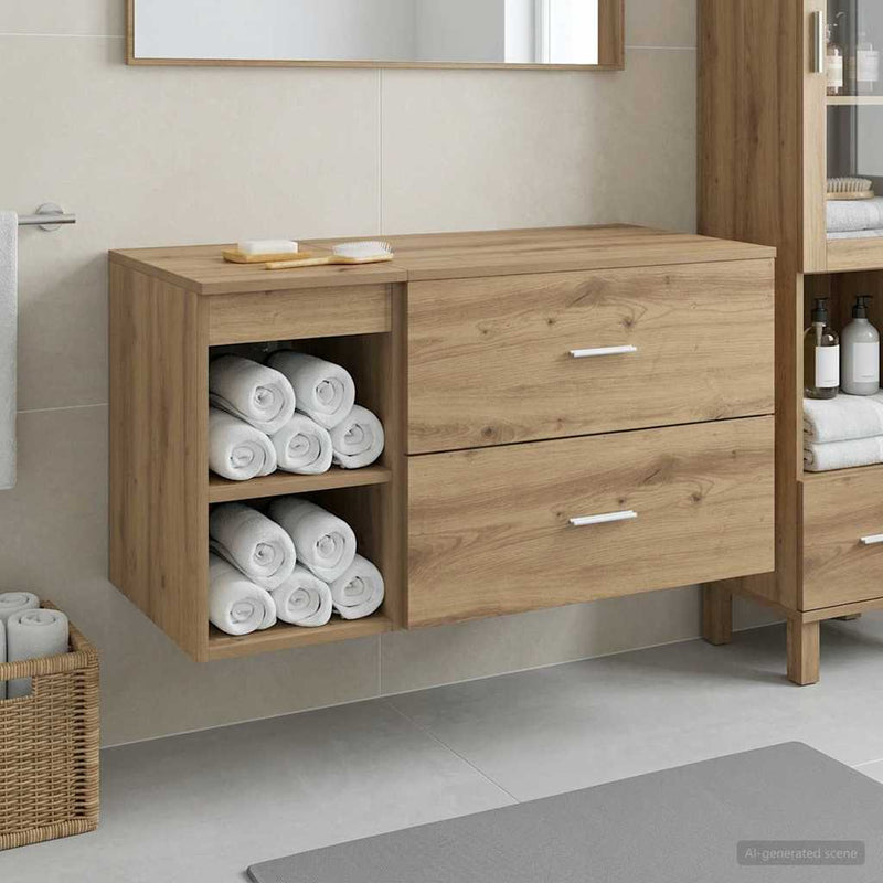 Set de mobilier pentru baie 2 buc. Stejar Artizanal