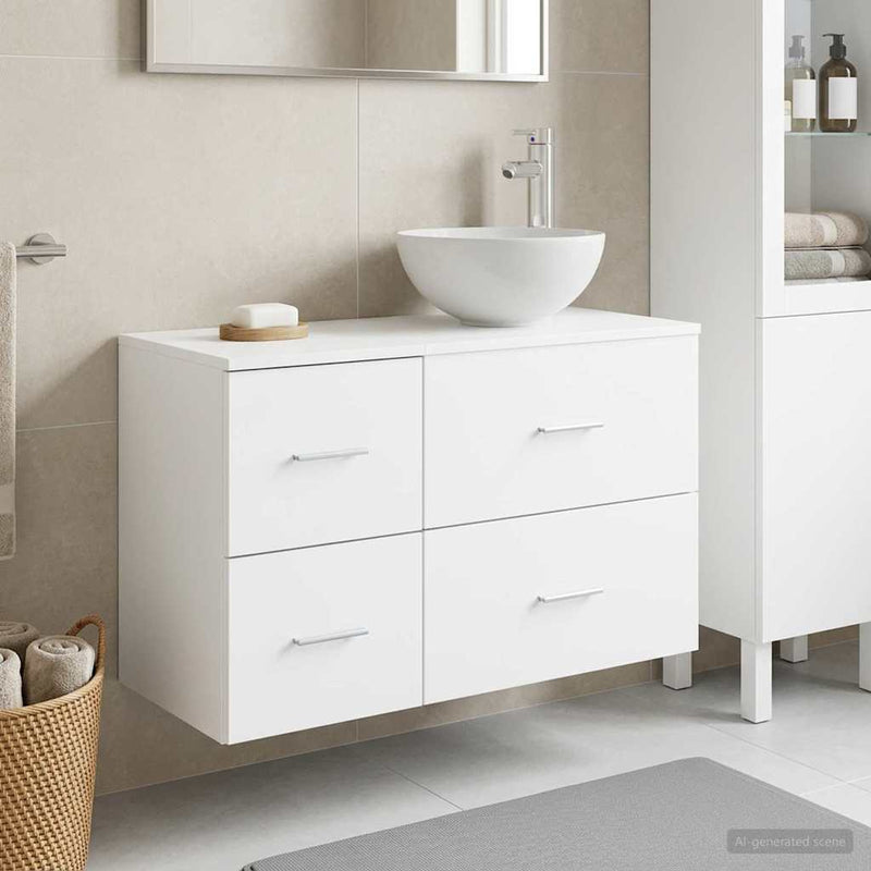 Set de mobilier pentru baie 2 buc. Alb Lemn prelucrat