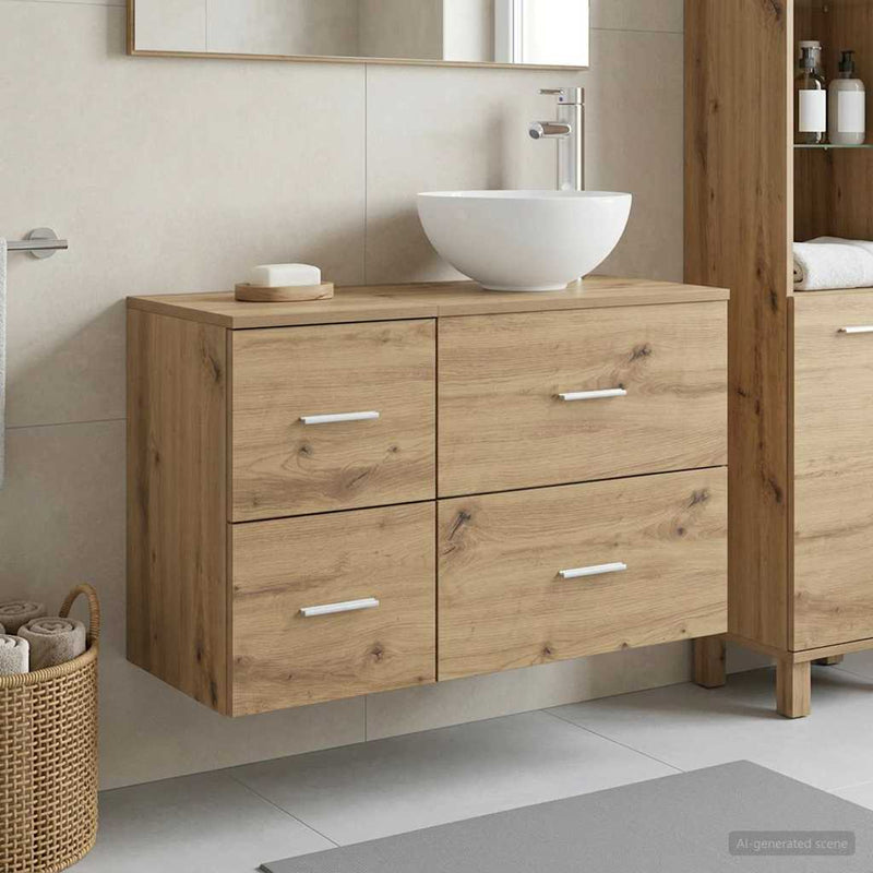 Set de mobilier pentru baie 2 buc. Stejar Artizanal