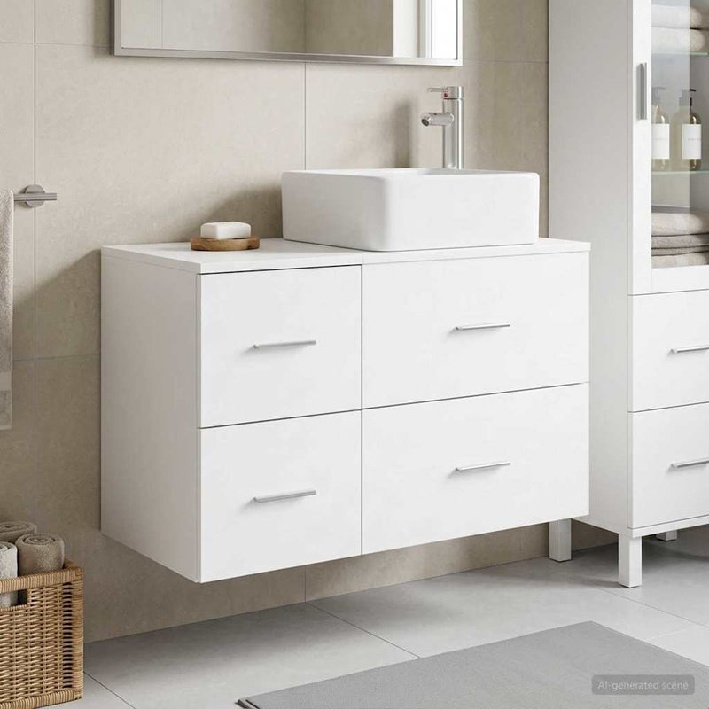 Set de mobilier pentru baie 2 buc. Alb Lemn prelucrat