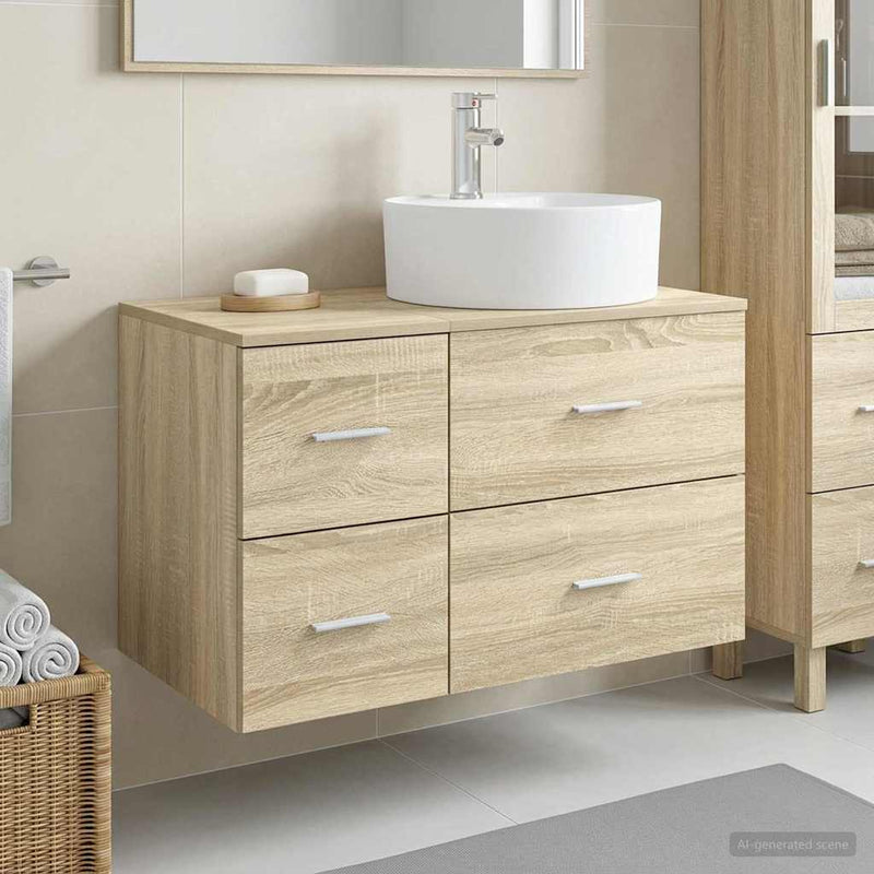 Set de mobilier pentru baie 2 buc. Stejar Sonoma Lemn prelucrat
