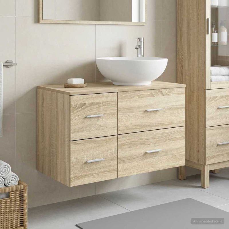 Set de mobilier pentru baie 2 buc. Stejar Sonoma Lemn prelucrat