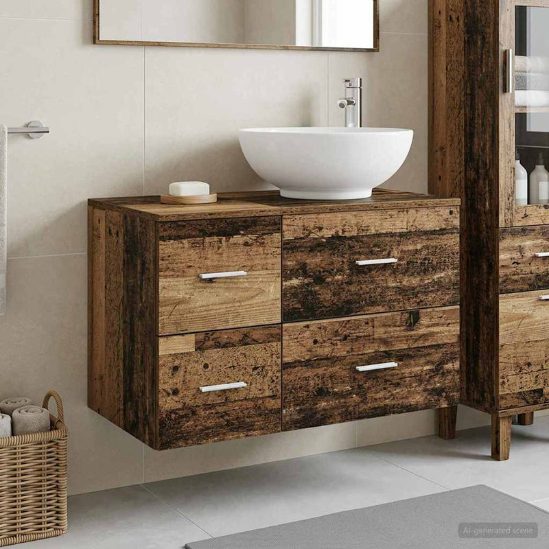 Set de mobilier pentru baie 2 buc. Lemn vechi Lemn prelucrat