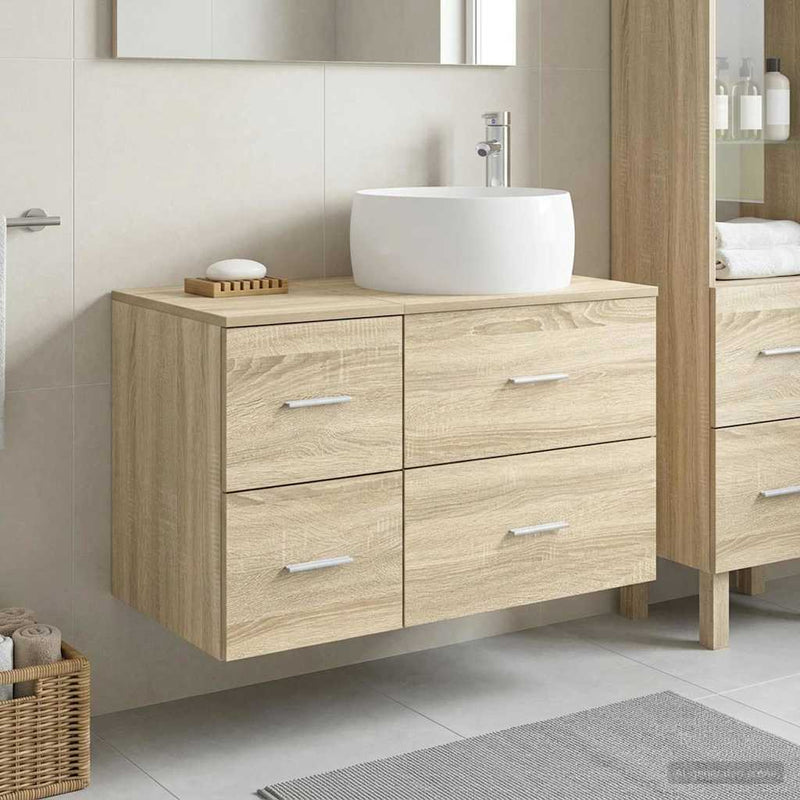 Set de mobilier pentru baie 2 buc. Stejar Sonoma Lemn prelucrat