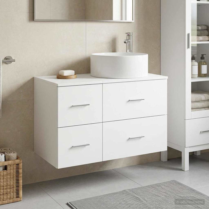 Set de mobilier pentru baie 2 buc. Alb Lemn prelucrat