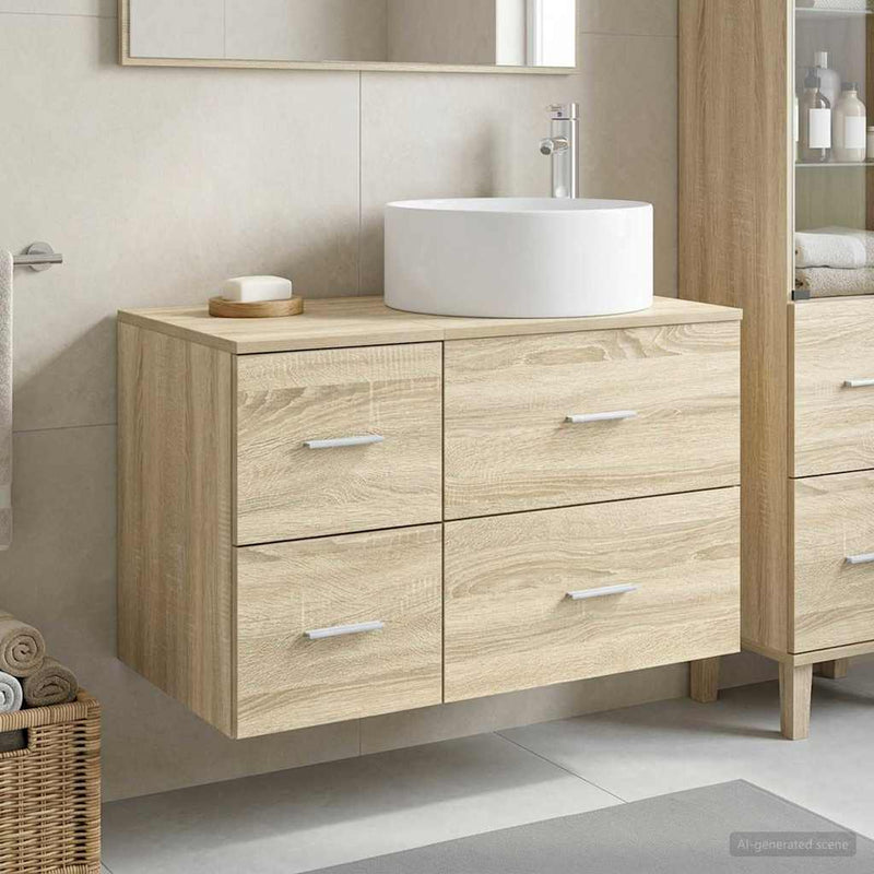 Set de mobilier pentru baie 2 buc. Stejar Sonoma Lemn prelucrat