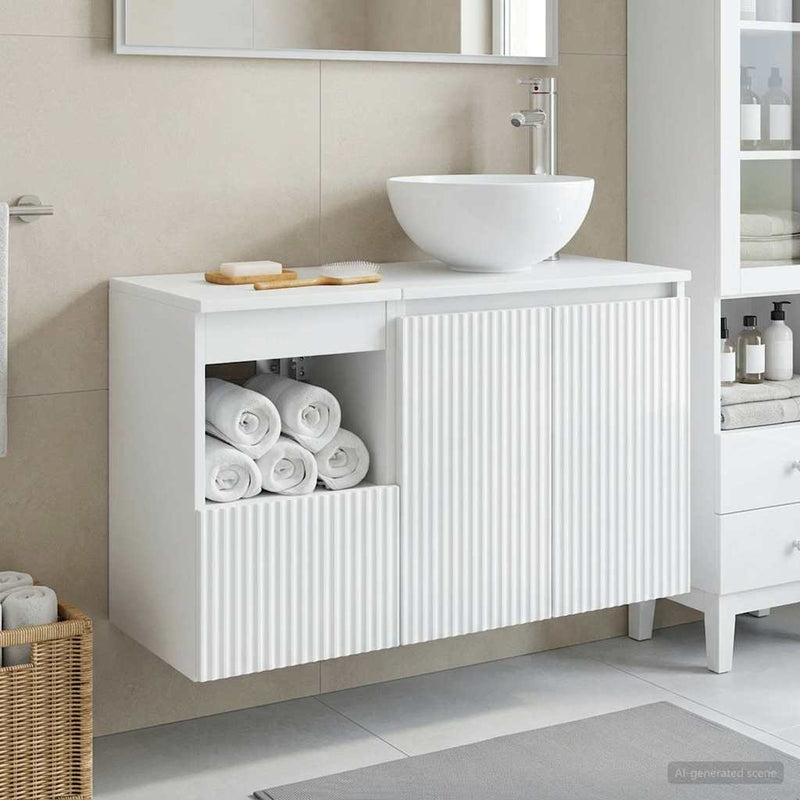 Set de mobilier pentru baie 2 buc. Alb foarte lucios