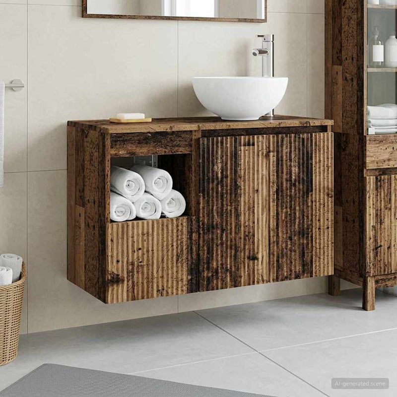Set de mobilier pentru baie 2 buc. Lemn vechi Lemn prelucrat