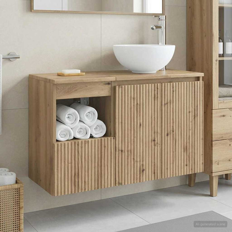 Set de mobilier pentru baie 2 buc. Stejar Artizanal