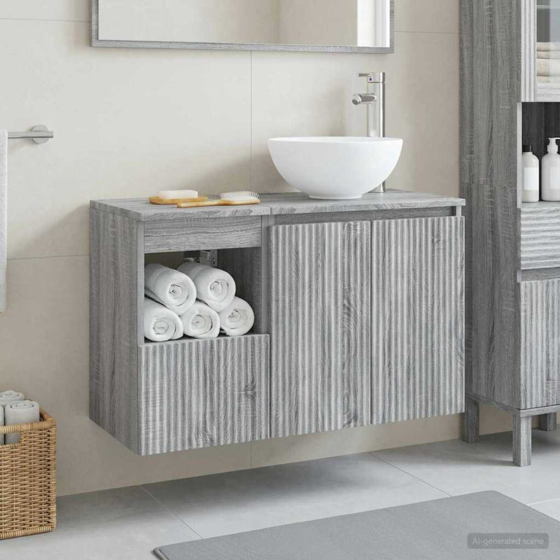 Set de mobilier pentru baie 2 buc. Sonoma gri Lemn prelucrat