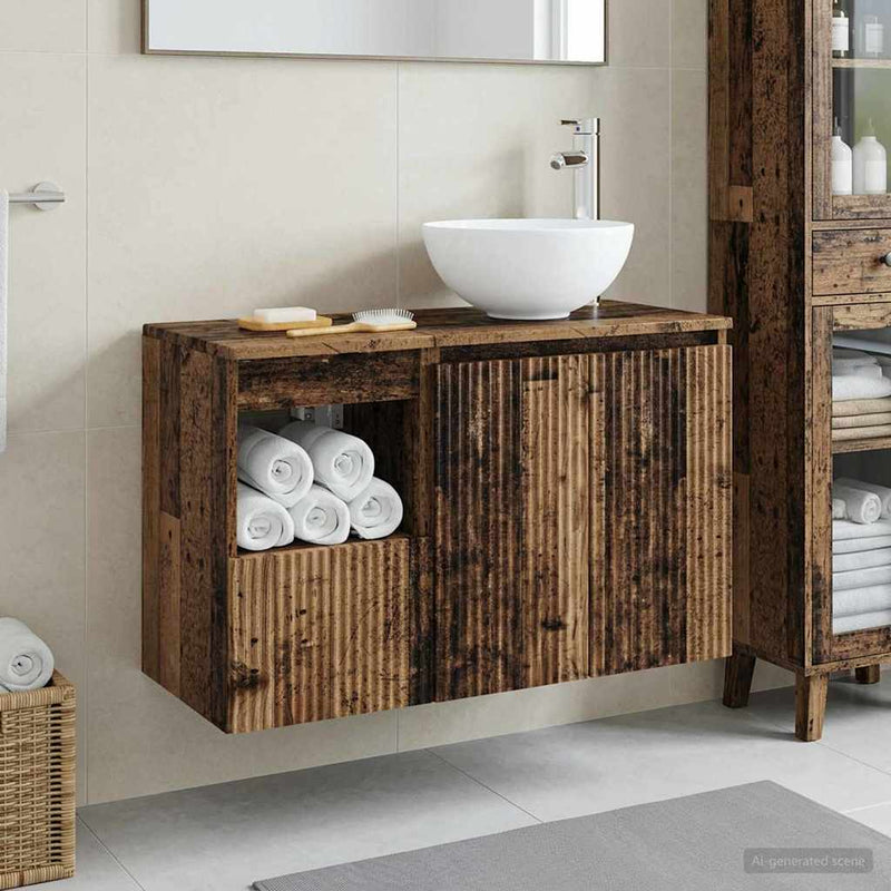 Set de mobilier pentru baie 2 buc. Lemn vechi Lemn prelucrat