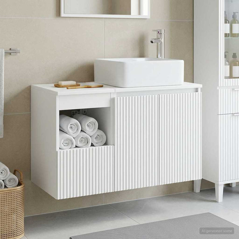 Set de mobilier pentru baie 2 buc. Alb Lemn prelucrat