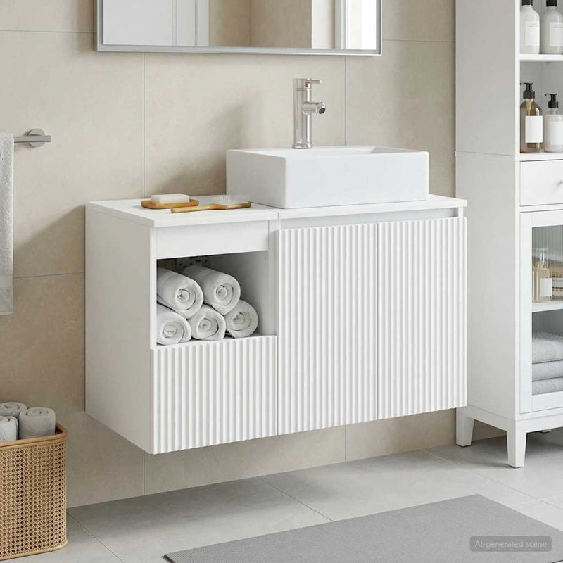 Set de mobilier pentru baie 2 buc. Alb Lemn prelucrat